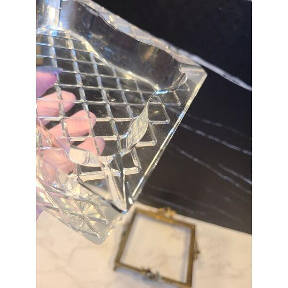 Vintage Glass Crystal Ashtray on a Gilt Ormolu Base Stand Hollywood Regency MCM - Picture 7 of 12